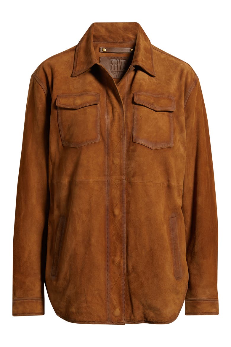 Suede & Leather Shacket, Alternate, color, LIGHT BROWN