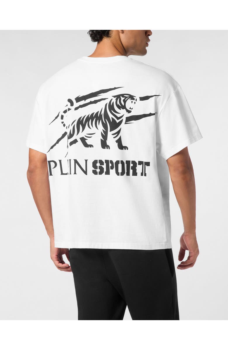 PLEIN SPORT Round Neck T-Shirt Tiger Scratch, Alternate, color, White