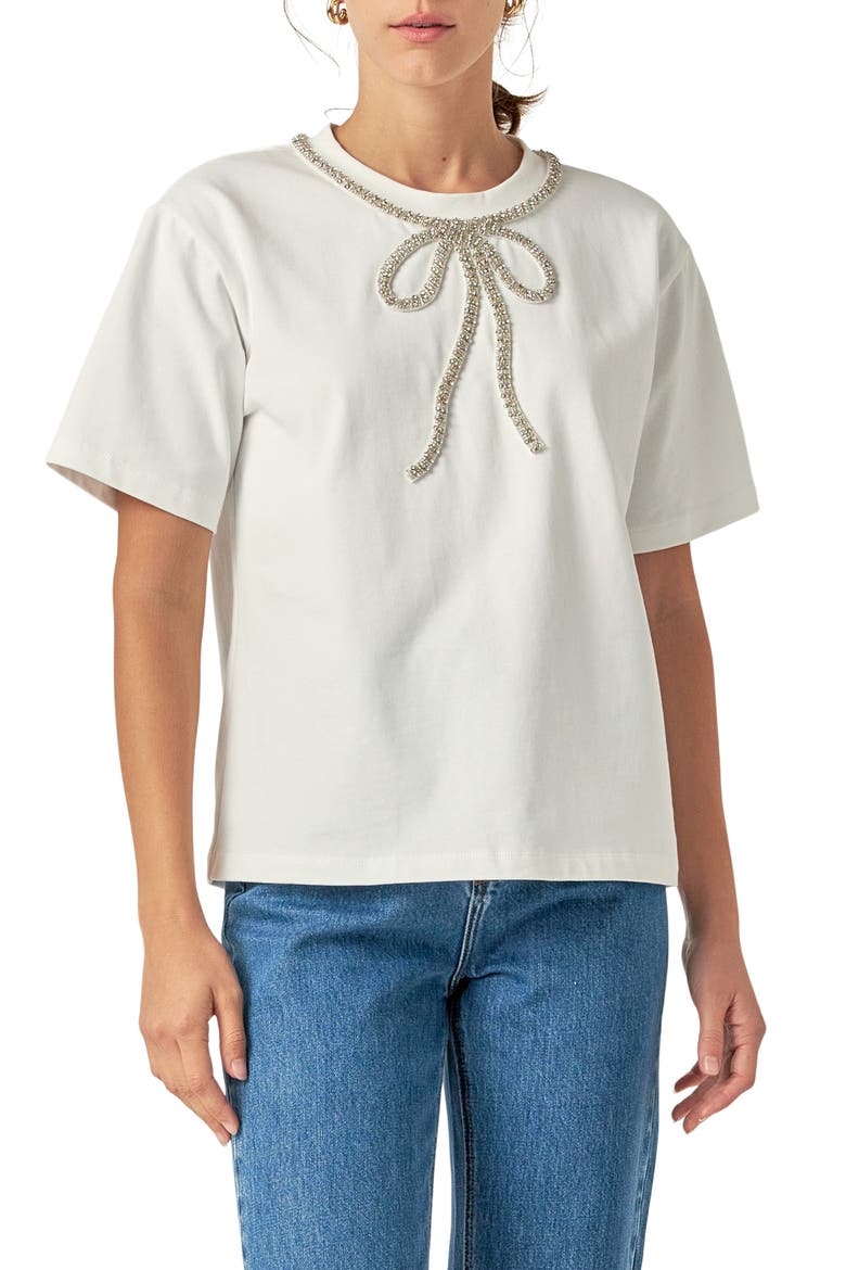 Embellished Bow Top, Main, color, WHITE
