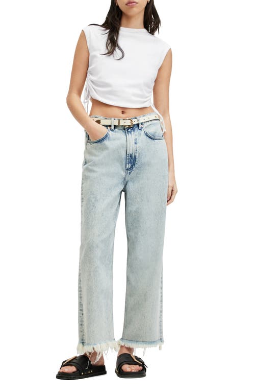 Allsaints Womens Chalk White Sonny Logo-print Side-tie Organic-cotton Tank In Chalk White