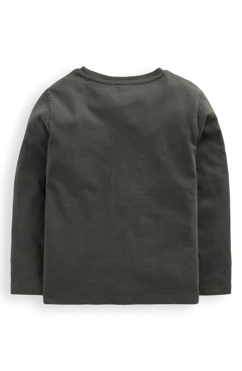 Mini Boden Kids' Halloween Appliqué Lift the Flap Long Sleeve Cotton Graphic T-Shirt, Alternate, color, Twilight Halloween Bus