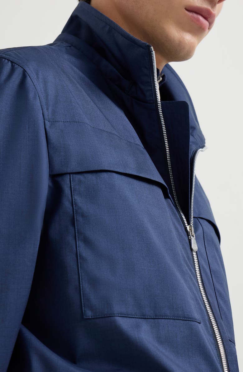 Brunello Cucinelli Safari jacket with detachable hood, Alternate, color, Blue