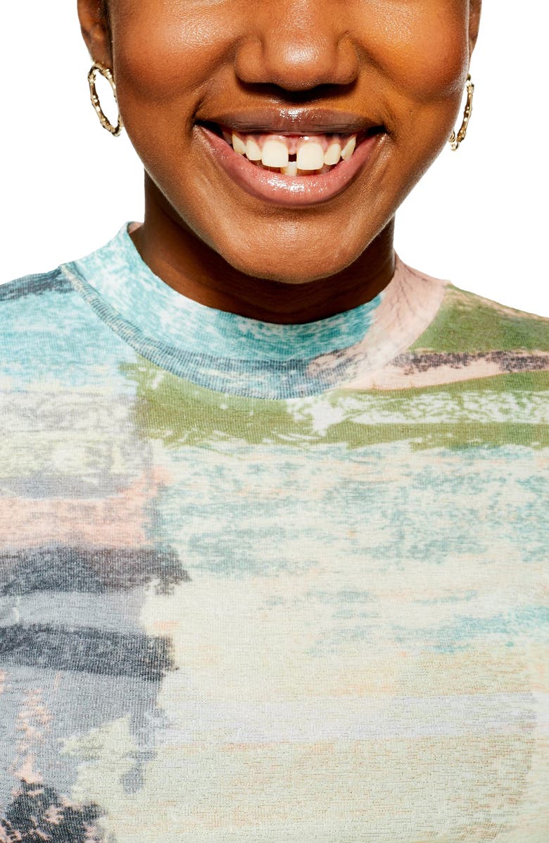 Topshop Abstract Print Mock Neck Top, Alternate, color,