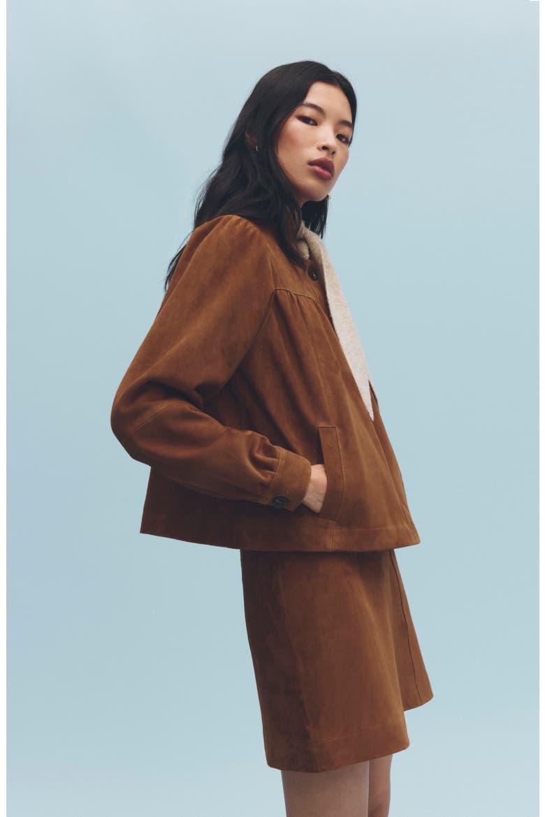 Suede Balloon Sleeve Jacket, Alternate, color, TAN