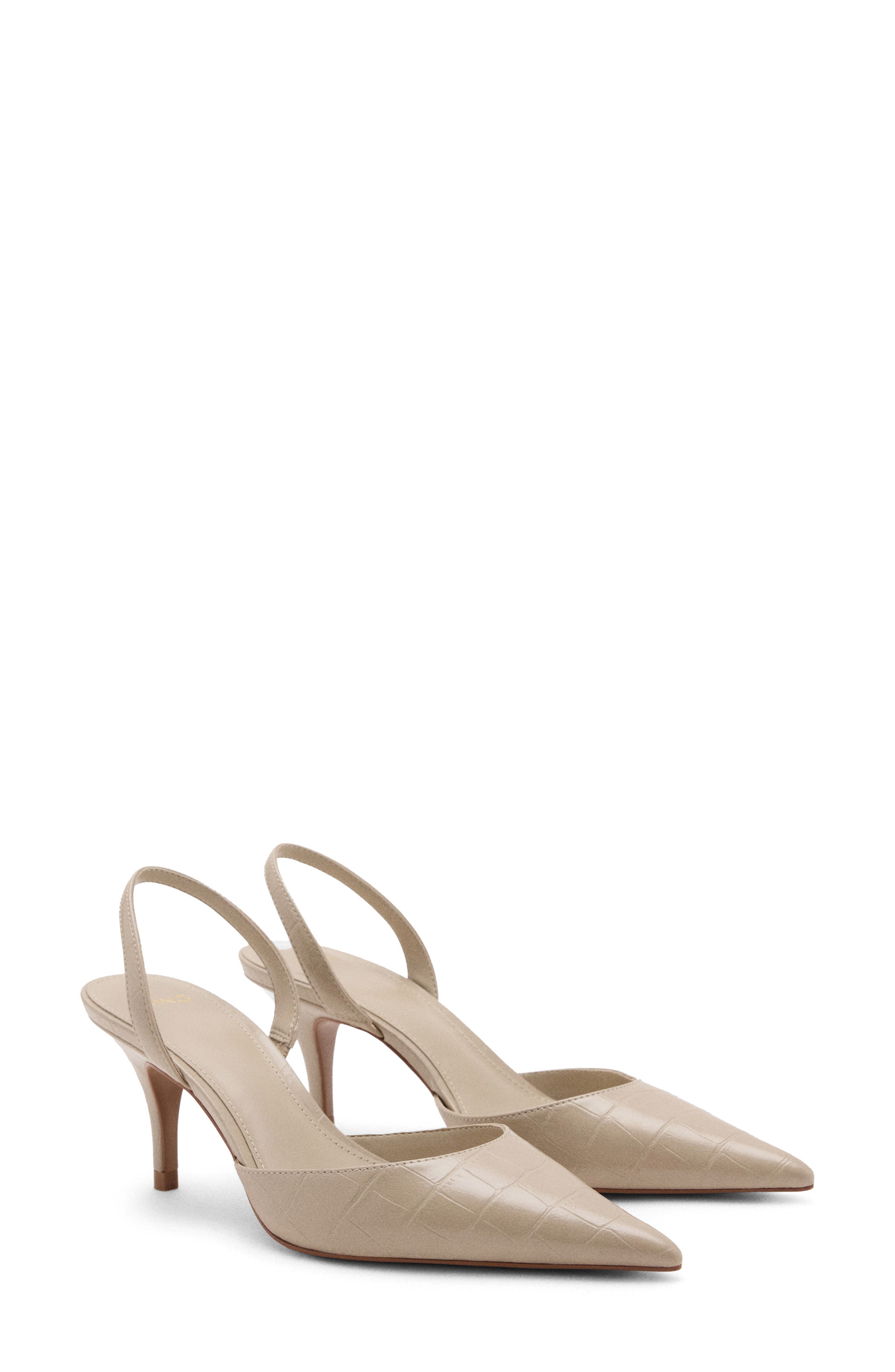 Croc Embossed Slingback Pump, Main, color, ECRU