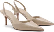 MANGO Croc Embossed Slingback Pump