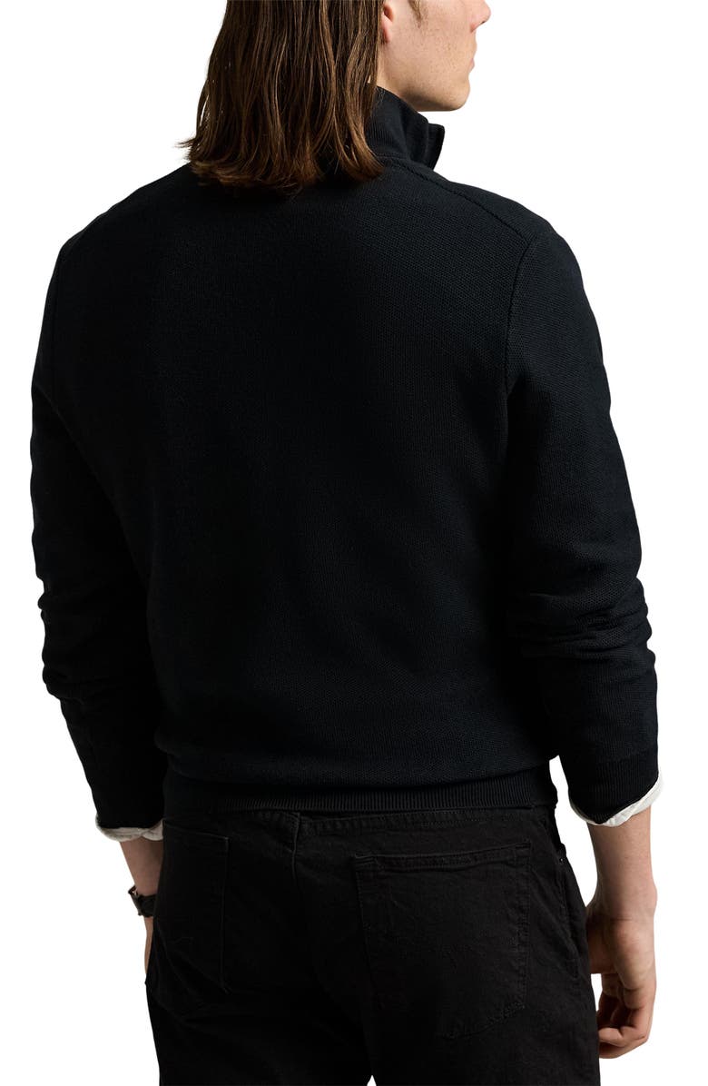 Polo Ralph Lauren Solid Cotton Piqué Quarter Zip Sweater, Alternate, color, Polo Black/ Tonal Pp