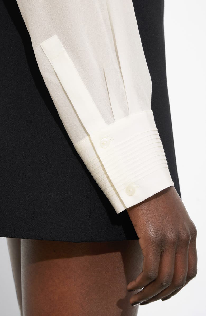 & Other Stories Pintuck Pleat Silk Button-Up Shirt, Alternate, color, 