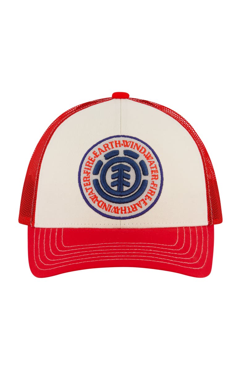 Element Constructed Contrast Stitch Cotton Twill Trucker Cap, Alternate, color, Red