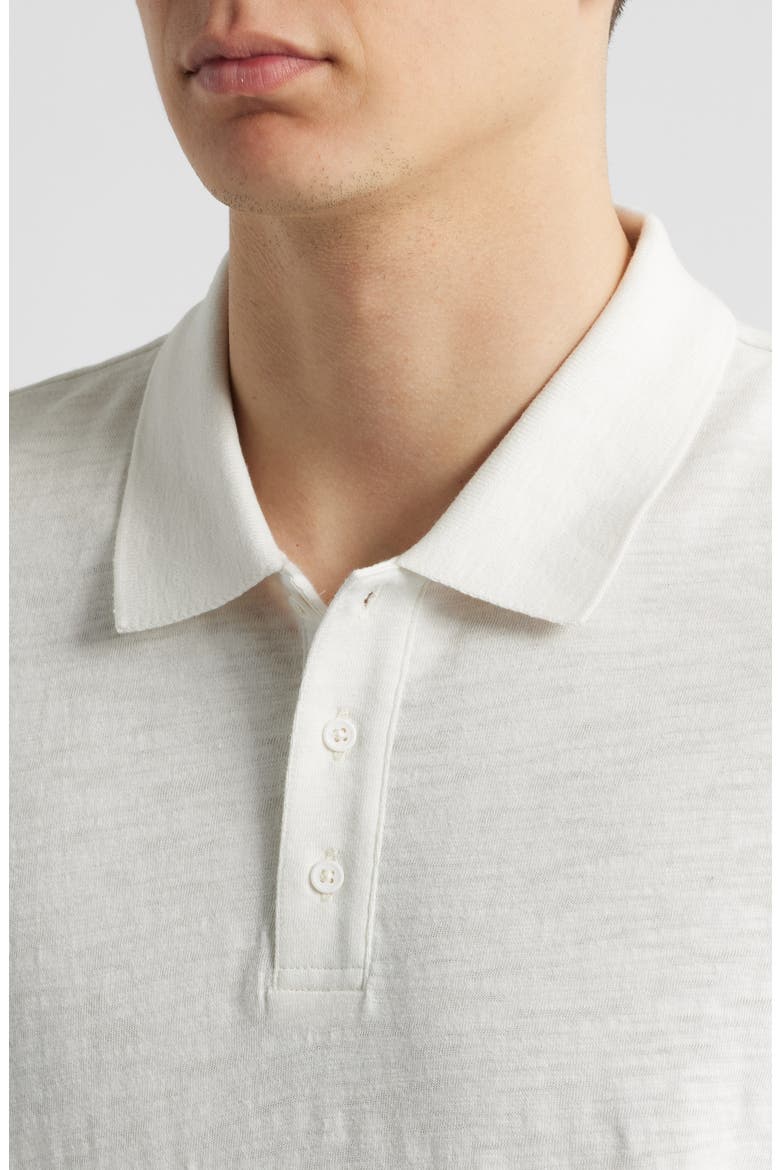 Slub Cotton Long Sleeve Polo, Alternate, color, WHITE