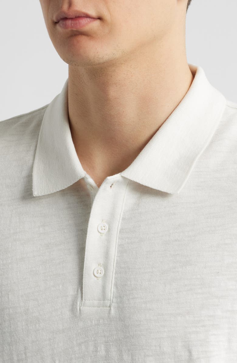 Vince Slub Cotton Long Sleeve Polo, Alternate, color, White
