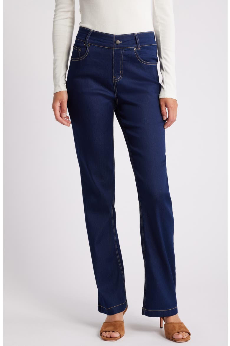 High Waist Denim Bootcut Leggings, Main, color, DARK RINSE WASH