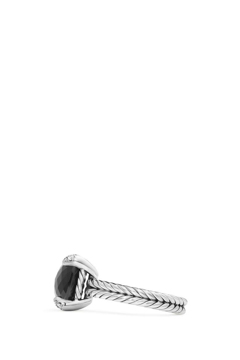 Châtelaine Ring with Semiprecious Stone & Diamonds, Alternate, color, BLACK ONYX?