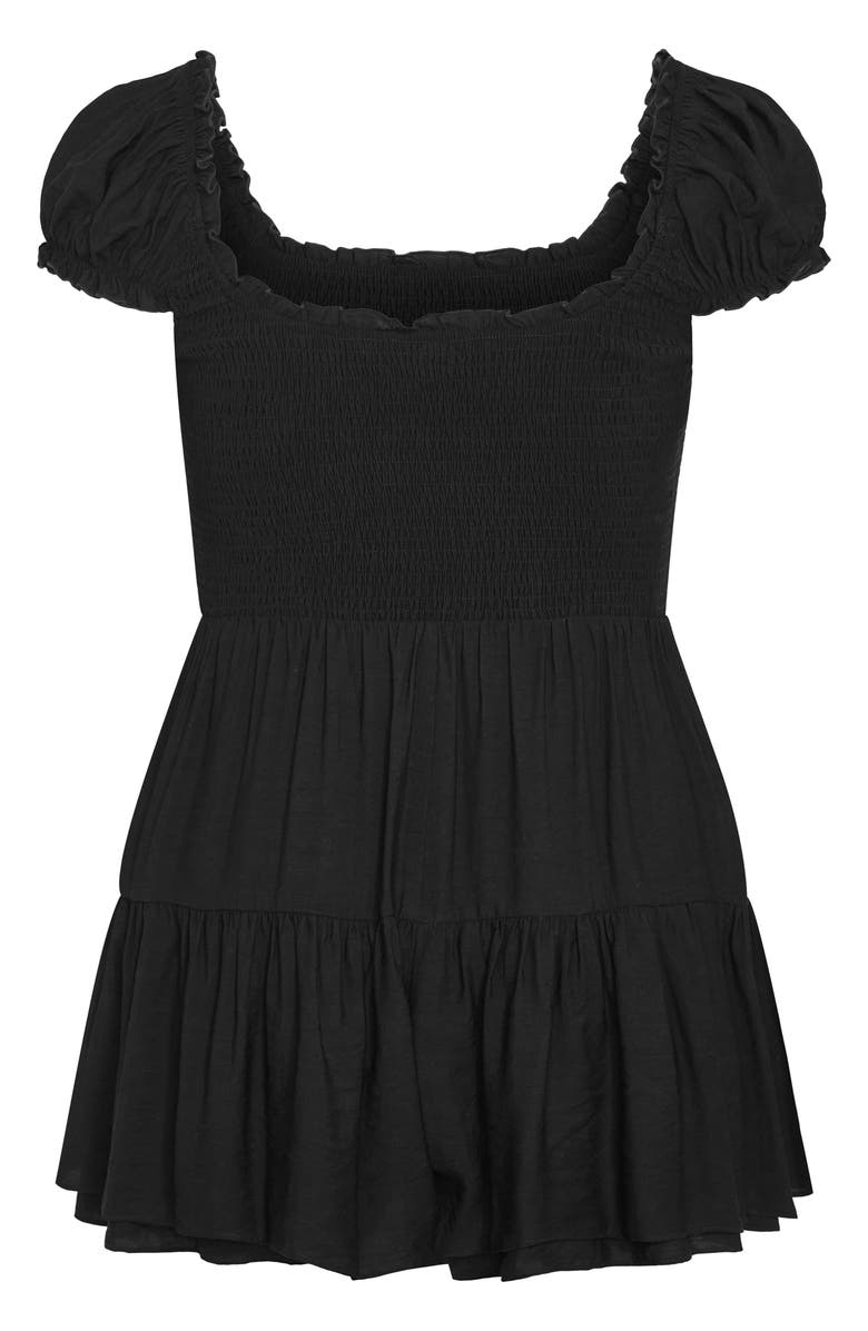 City Chic Zuri Short Sleeve Romper, Alternate, color, Black