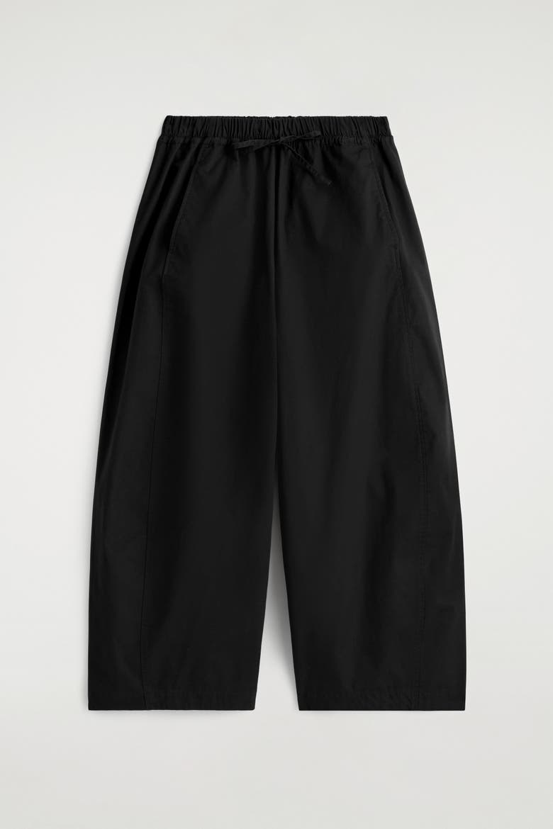 Elasticated Barrel-Leg Pants, Alternate, color, BLACK