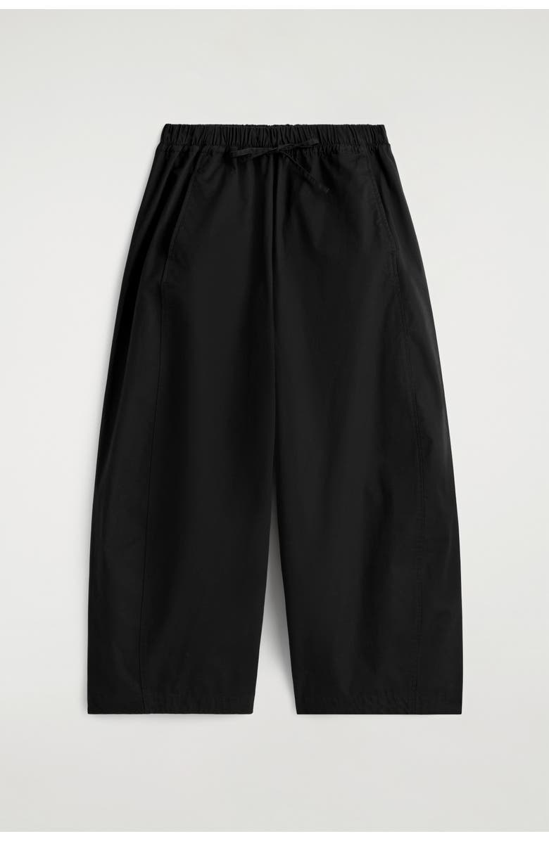 COS Elasticated Barrel-Leg Pants, Alternate, color, Black