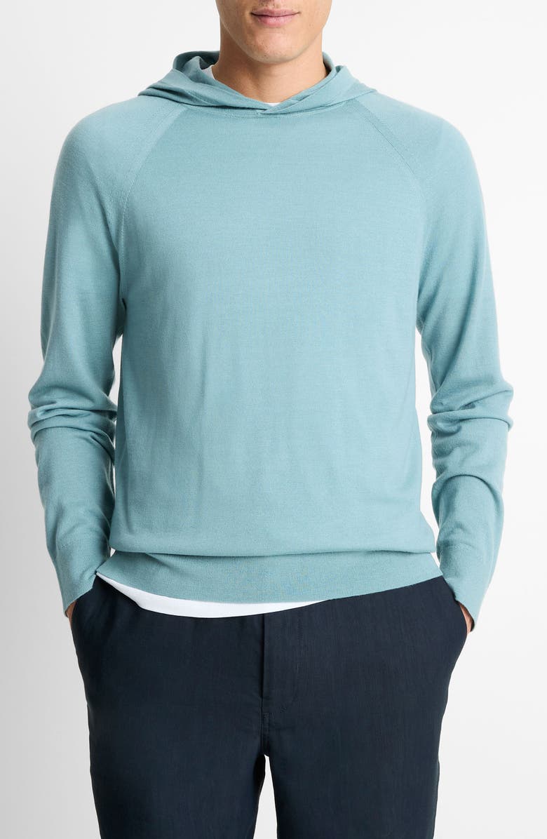 Vince Wool & Cashmere Hooded Sweater, Main, color, Lagoon