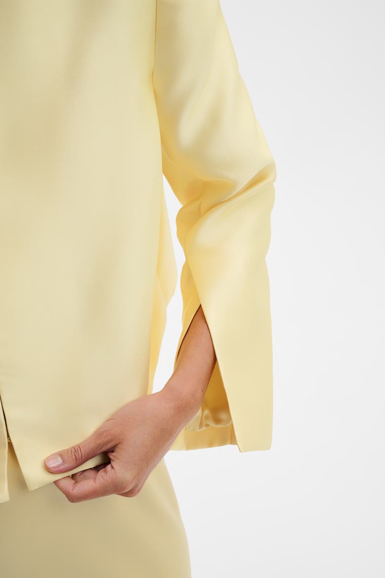 Ruthie Cropped Long Sleeve Blouse, Alternate, color, Light Lemon