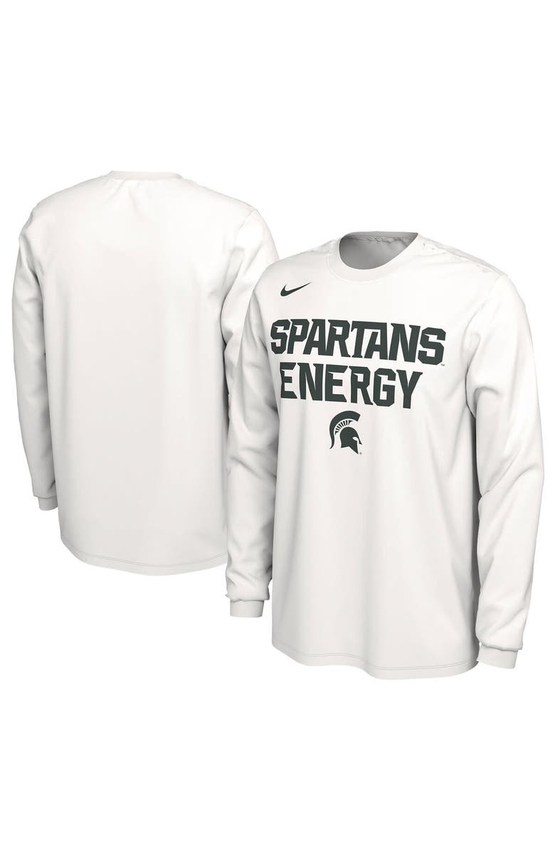 Nike Unisex Nike  White Michigan State Spartans 2024 On-Court Bench Energy Long Sleeve T-Shirt, Main, color, 