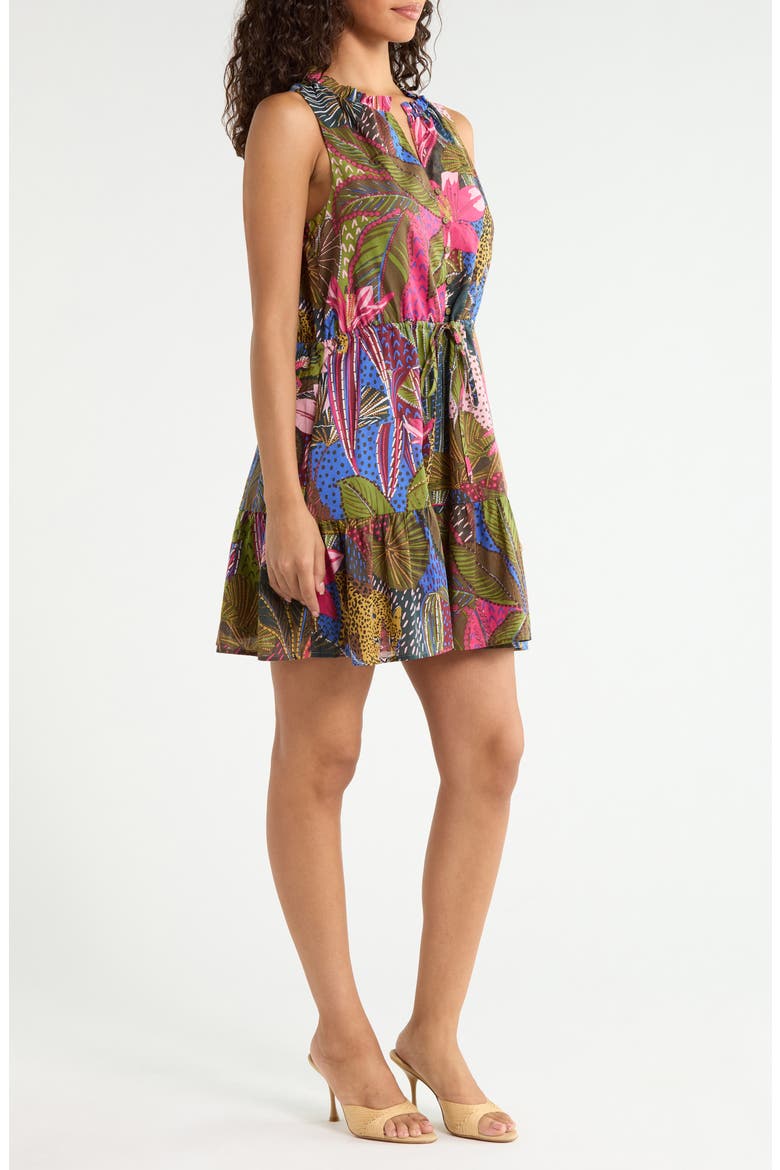 Jenla Itzel Tropical Print Cotton Shift Dress, Alternate, color, BLUE-OLIVE