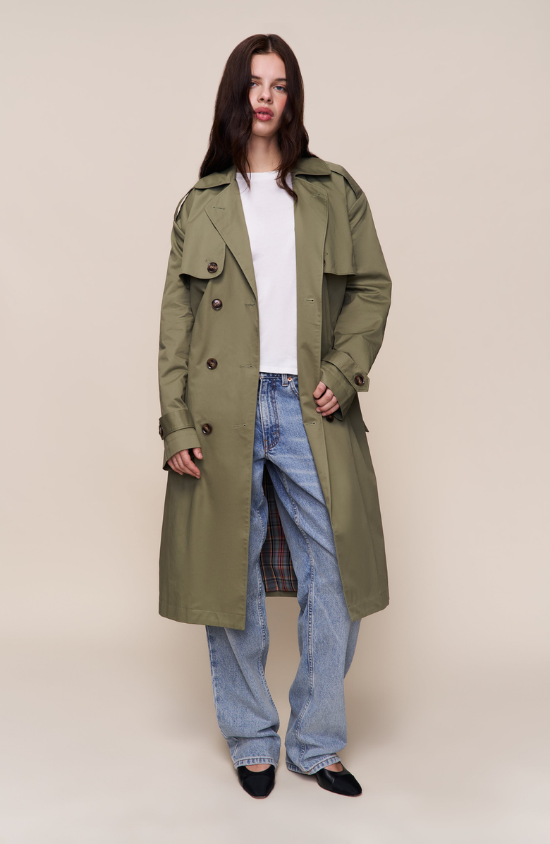 Guizio Classic Trench Coat, Main, color, Olive