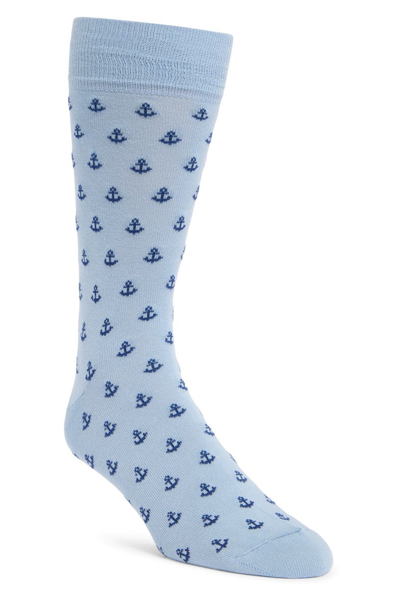 Anchor Cotton Blend Dress Socks, Main, color, LIGHT BLUE