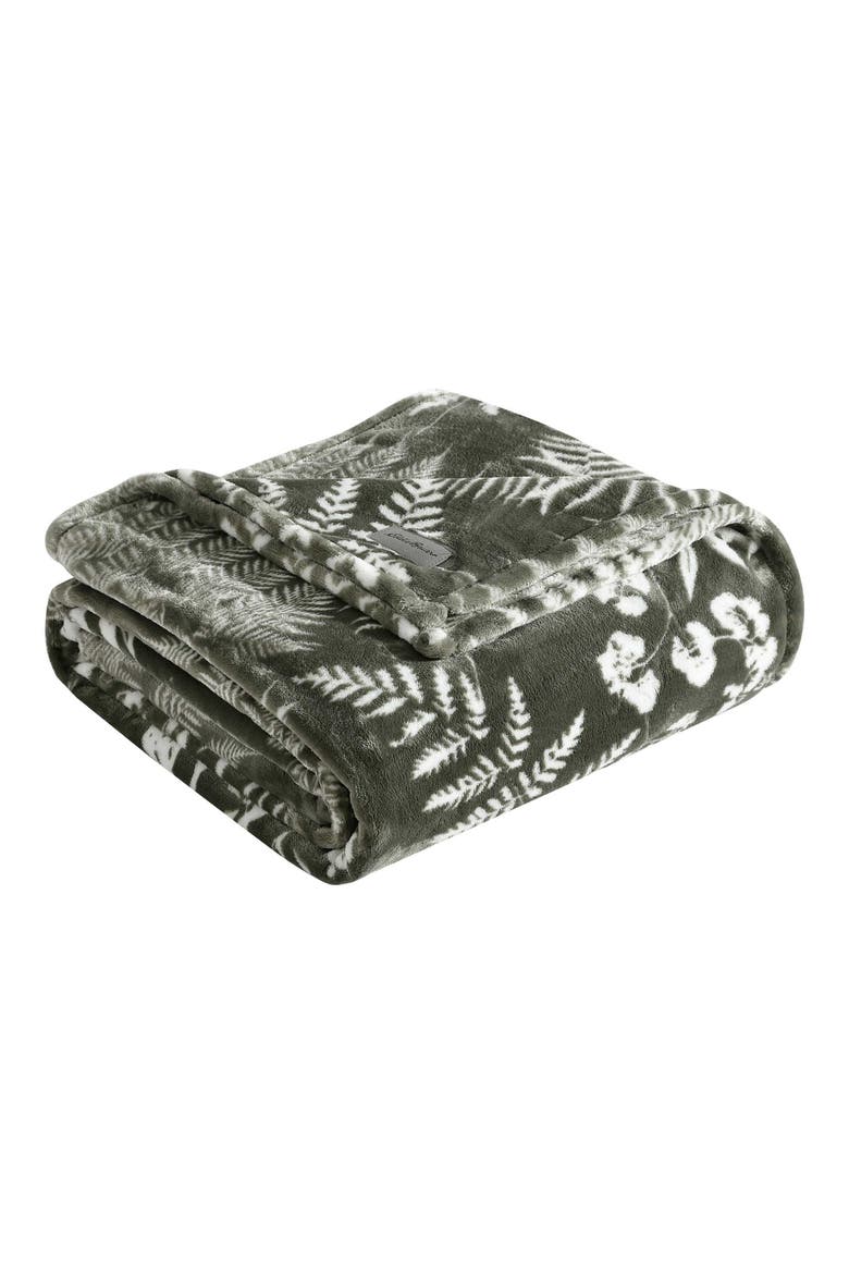 Fern Garden Plush Throw Blanket, Main, color, GREEN