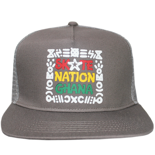 Cross Colours Skate Nation Tribal Print Trucker Hat in Grey 