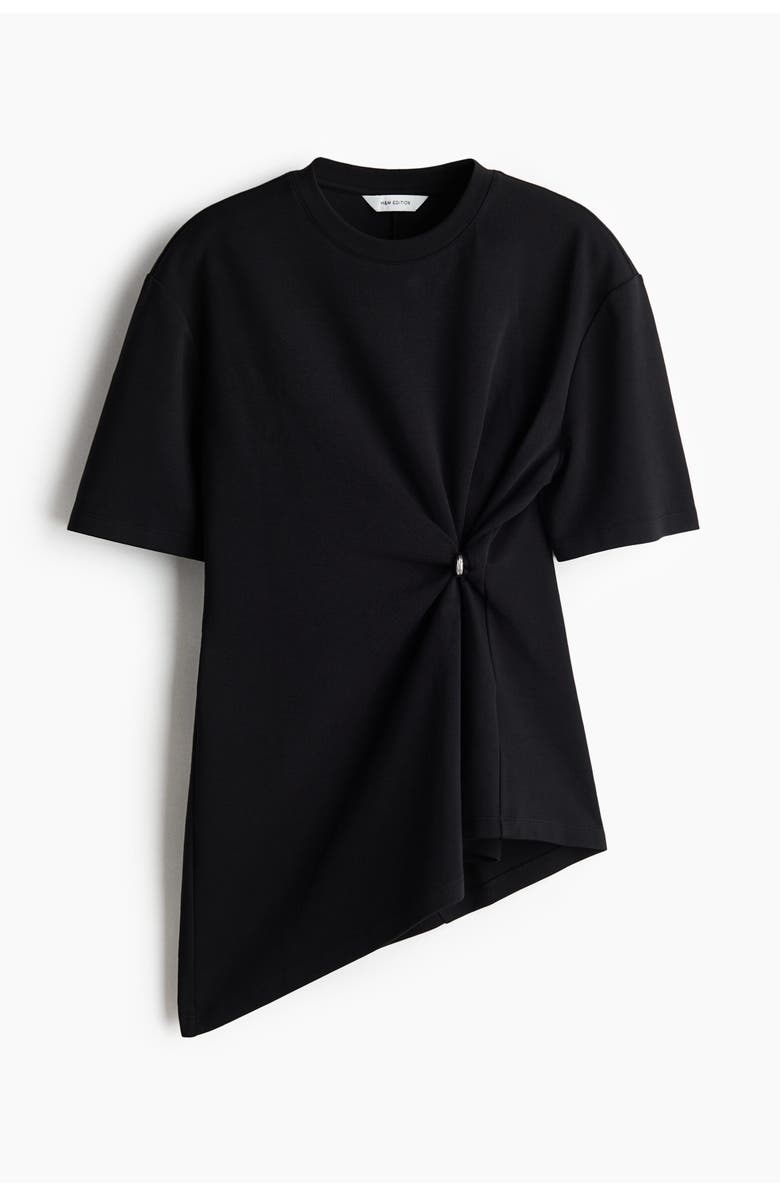 H&M Draped-detail Asymmetric Top, Main, color, Black