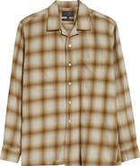 BEAMS Open Collar Ombré Check Brushed Flannel Button-Up Shirt