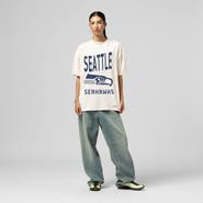 Mitchell & Ness Women's Mitchell & Ness Cream Seattle Seahawks Logo Rise Boyfriend T-Shirt