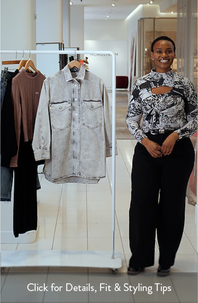 Faye Sparkle Embellished Long Sleeve Shacket Minidress, sales video thumbnail