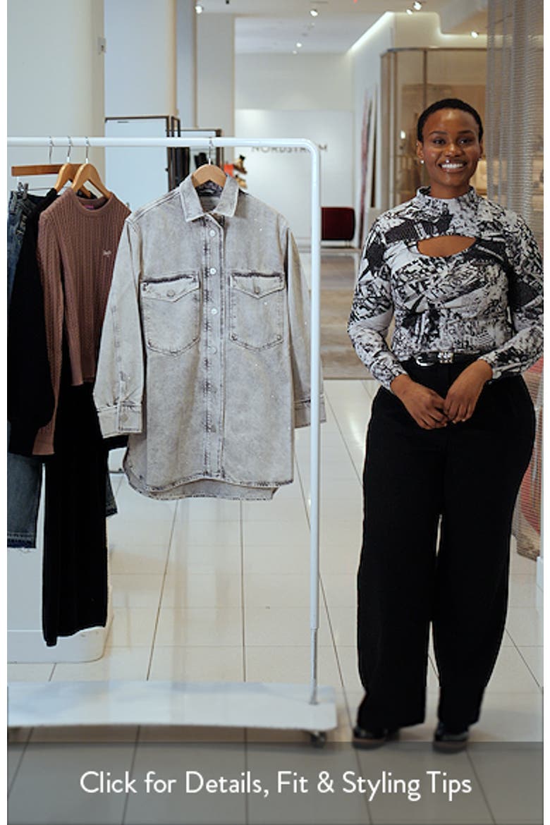 Faye Sparkle Embellished Long Sleeve Shacket Minidress video