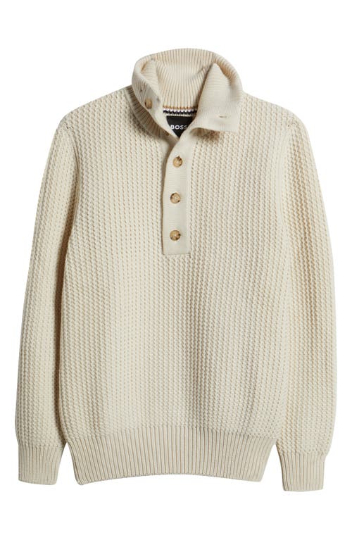 HUGO BOSS BOSS EXMAIMO HALF BUTTON VIRGIN WOOL SWEATER 