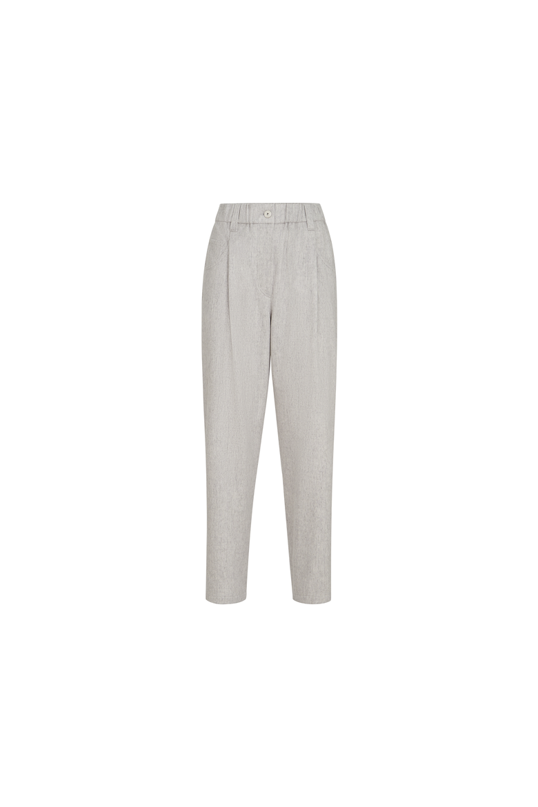 Wool flannel baggy trousers with monili, Alternate, color, Grey