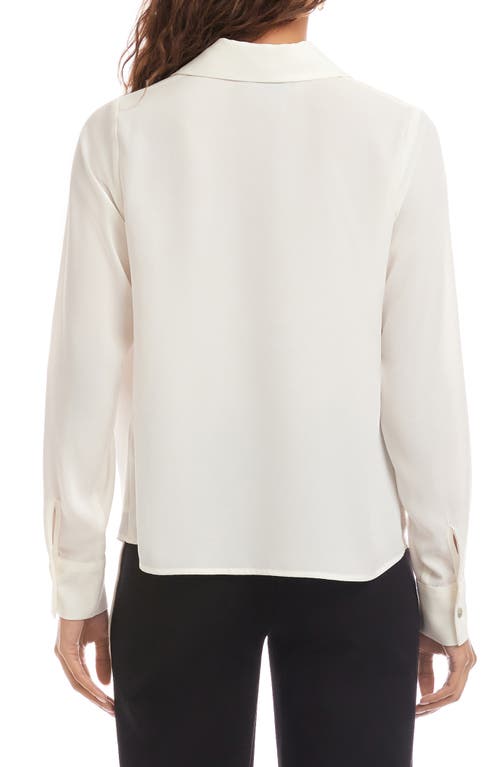 Karen Kane Collared Cowl Neck Top In White