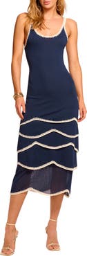 Ramy Brook Aurelia Stitch Trim Midi Dress
