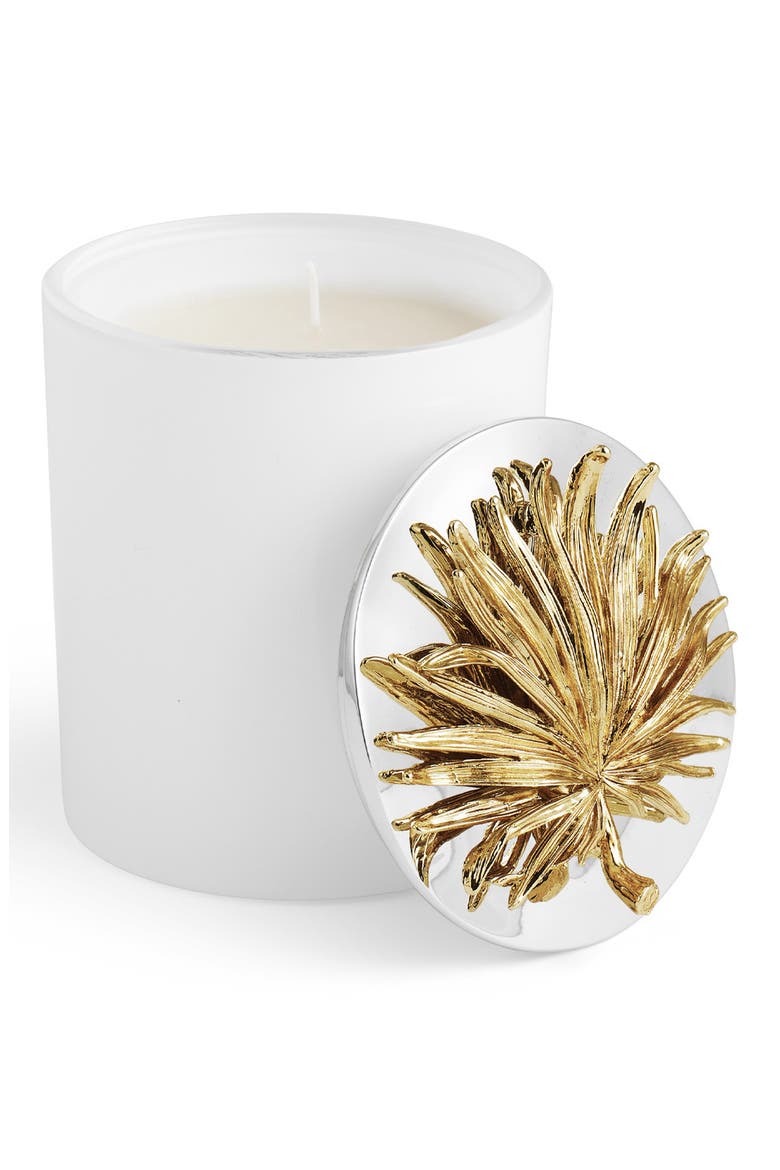Palm Single Wick Scented Candle, Alternate, color, WHITE/ GOLD