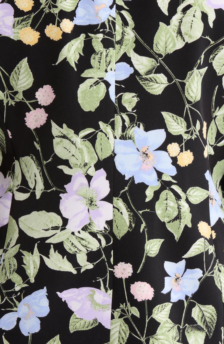 KASPER Floral Print One-Button Jacket, Alternate, color, Black Multi