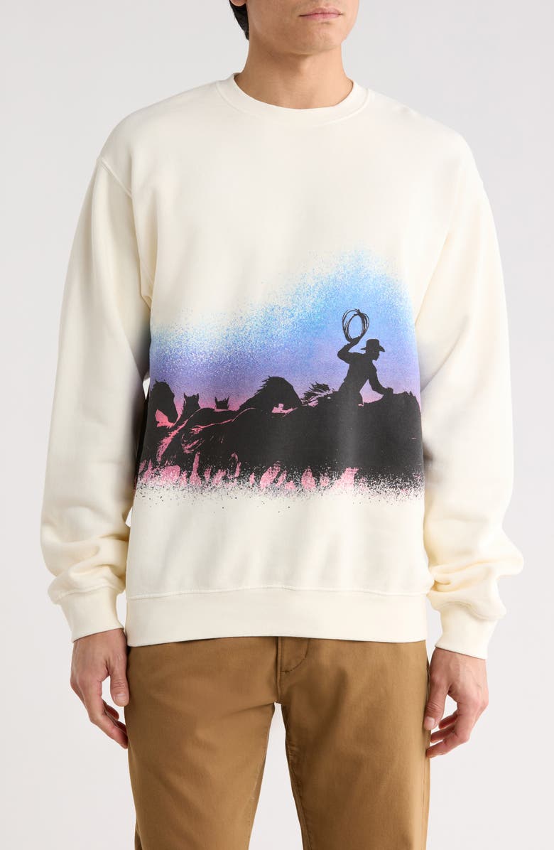 ONE OF THESE DAYS Driftin' Back Cotton Graphic Sweatshirt, Main, color, Bone