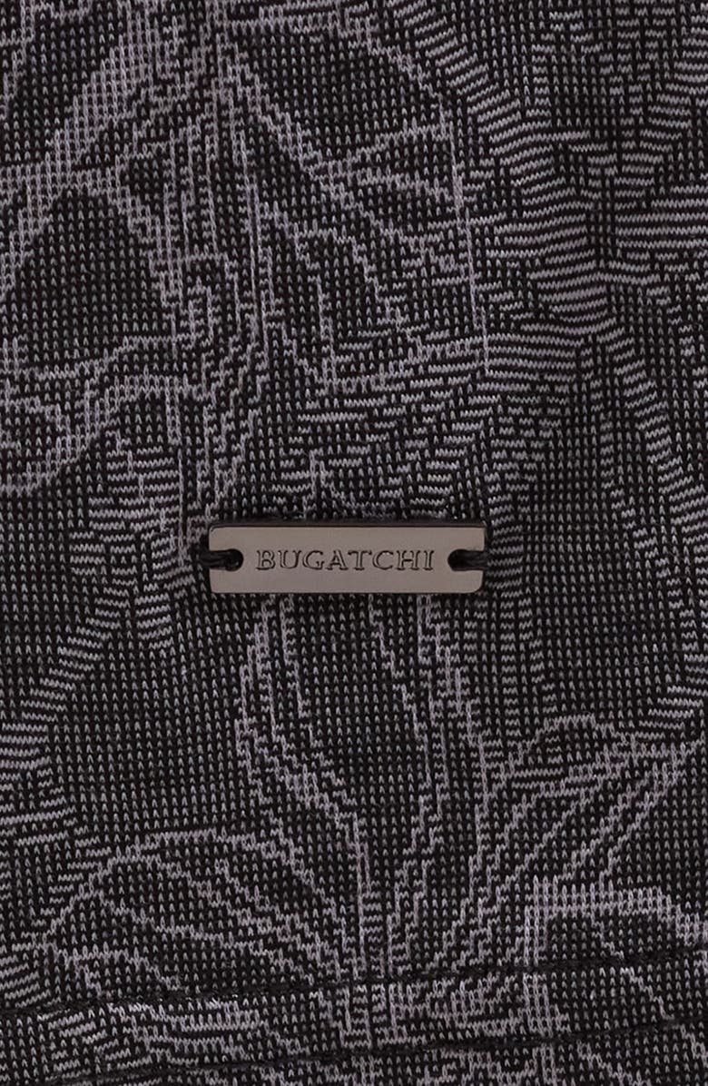 Bugatchi Three Button Floral Print Button-Up Shirt, Alternate, color, Black