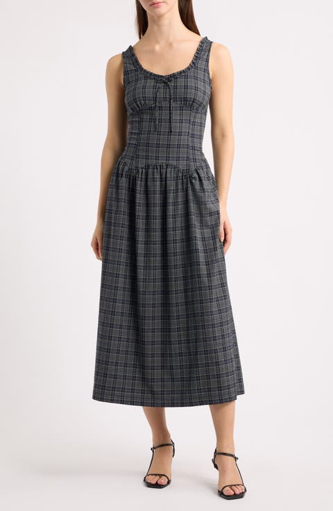 Drop Waist Sleeveless Midi Dress
