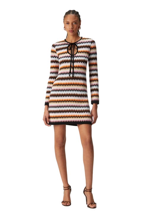 Long zig zag dress with crossed straps Multicoloured | Missoni