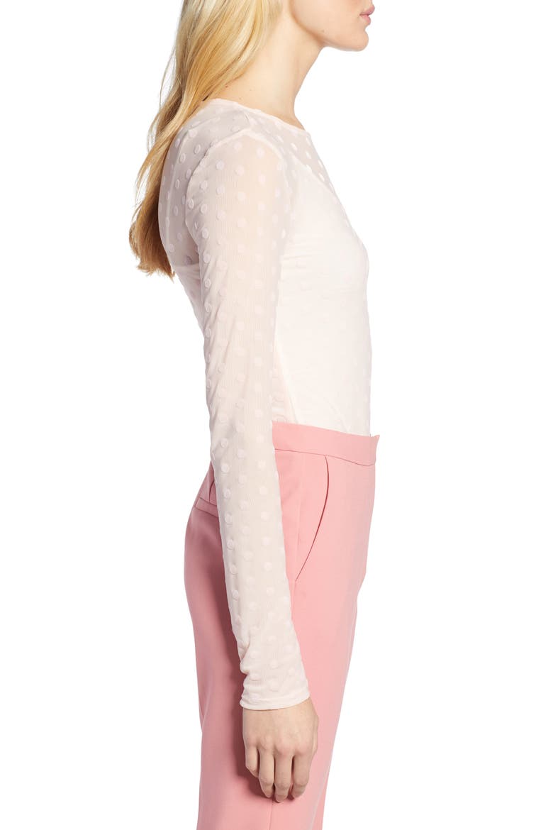 Sheer Mesh Dot Top, Alternate, color, PINK SMOKE