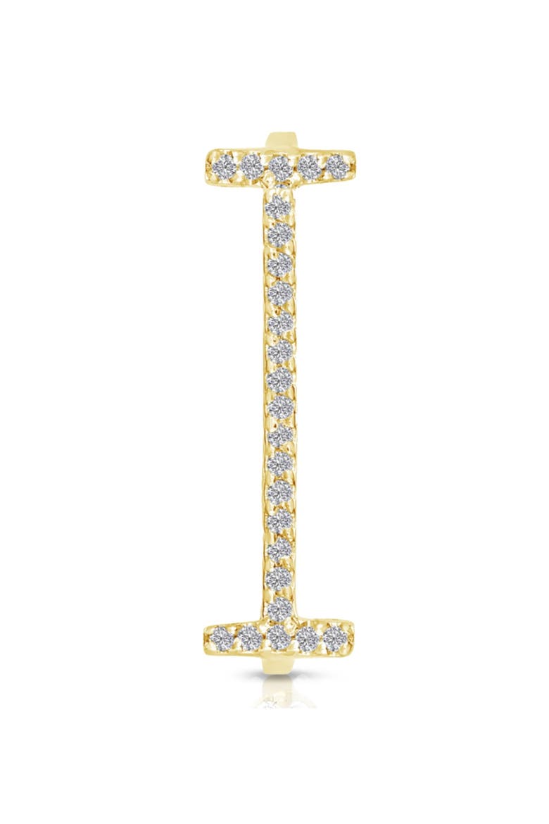 Pavé White Diamond Initial Ring, Main, color, Yellow Gold