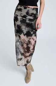 Kenneth Cole Ruched Mesh Midi Skirt