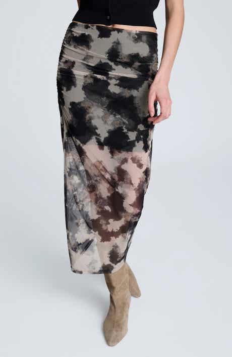 Kenneth Cole Ruched Mesh Midi Skirt