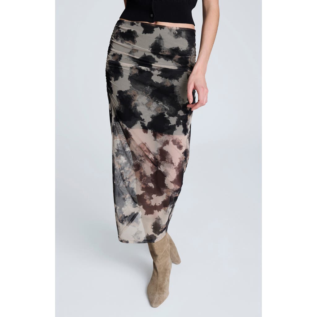 Kenneth Cole Side Rouched Midi Skirt In Multi