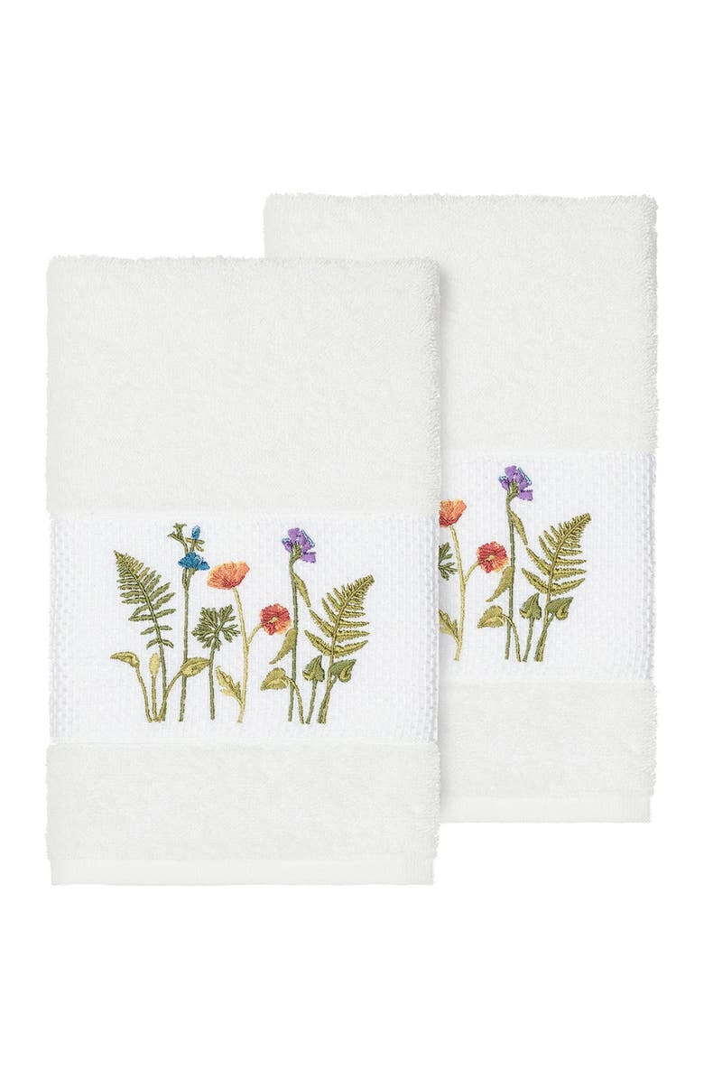 Linum Home Textiles Serenity Embellished Hand Towel - Set of 2 - White, Alternate, color, White