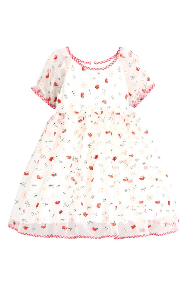 Pippa & Julie Kids' Marni Floral Embroidered Party Dress, Main, color, Red Floral